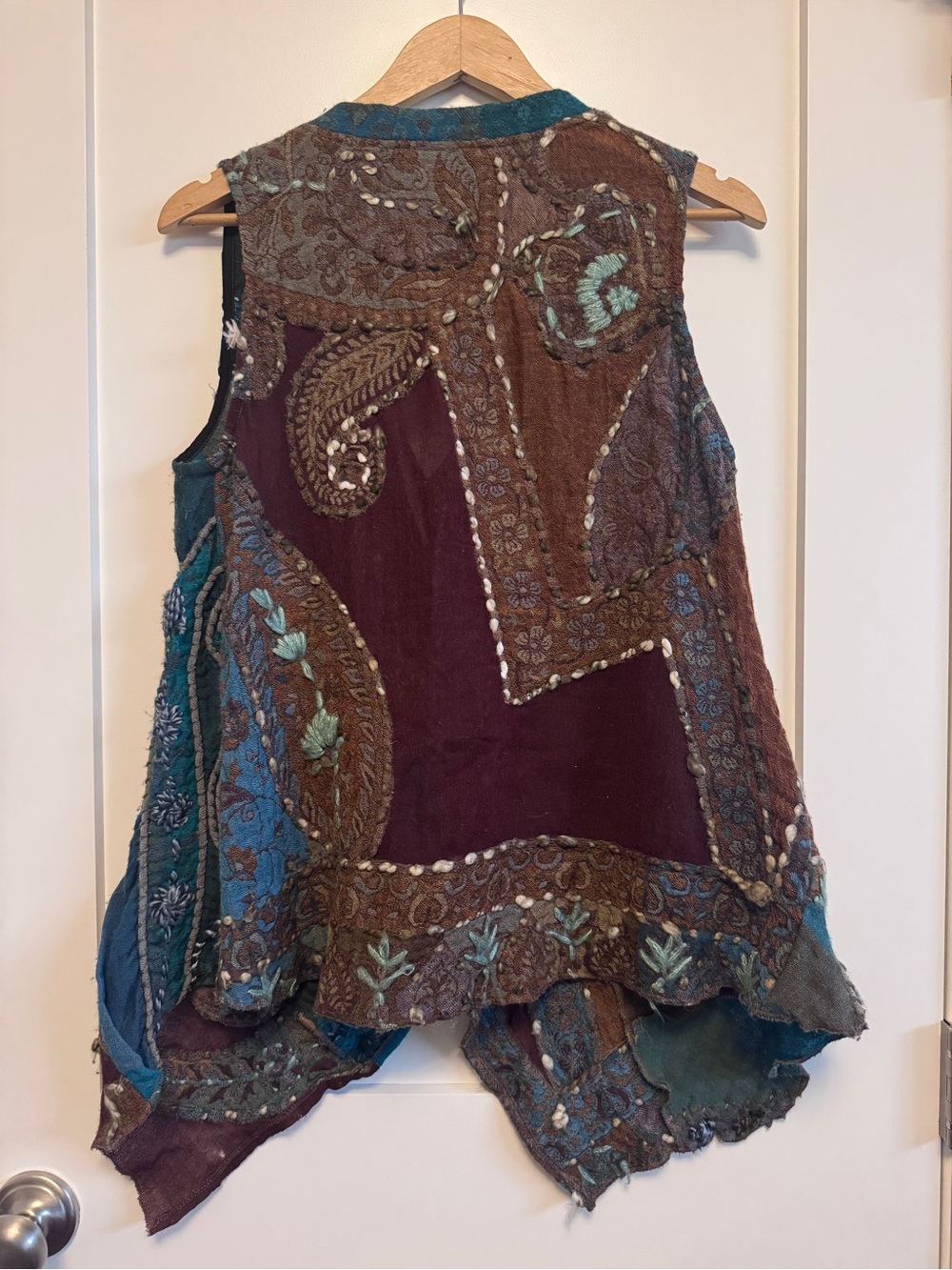 Anu By Natural Women's Colorful 100% Wool Vest Asymmetrical Art to Wear - Picture 4 of 11